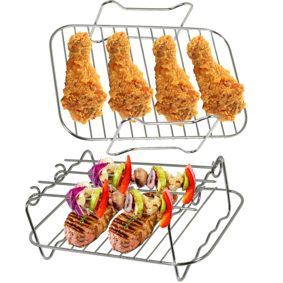 image 1 of SPARES2GO Grill Shelf Racks Compatible with Instant Vortex Plus 7.6L Air Fryer (+ 4 Skewers)