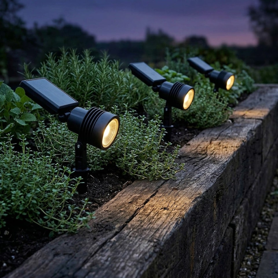 image 1 of Auraglow Solar Powered LED Garden Spike Lights - Pack of 3