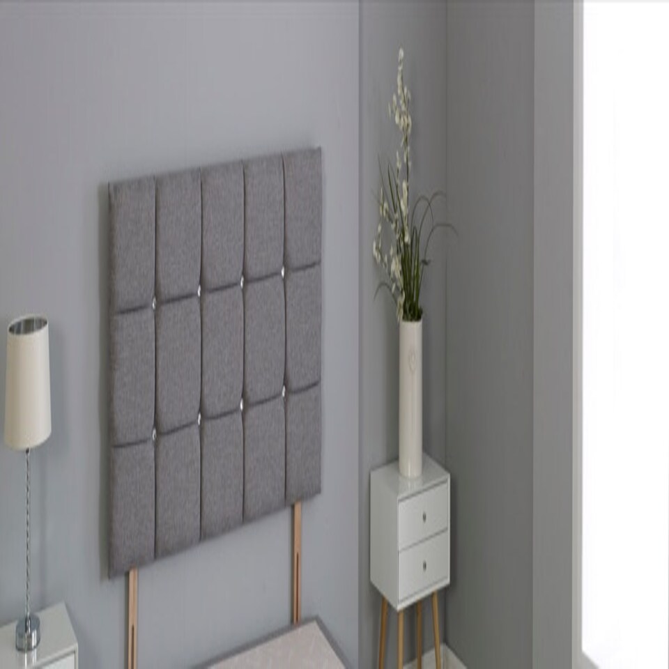 Grey Linen Cube Headboard Grey | 4FT6 Double 26"inch Headboard