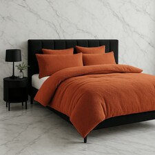 Teddy Bear Fleece Soft Cosy Duvet Cover + Pillow Case Set Orange | Single