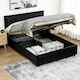 image 1 of HOMCOM King Size Bed Frame with Storage and Adjustable Headboard, Black
