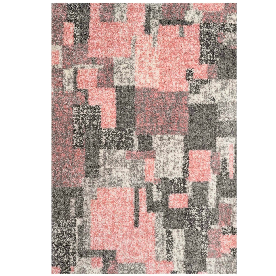 image 1 of KUKOON Blush Pink Patchwork Mottled Shaggy Area Rug 200cm x 290cm