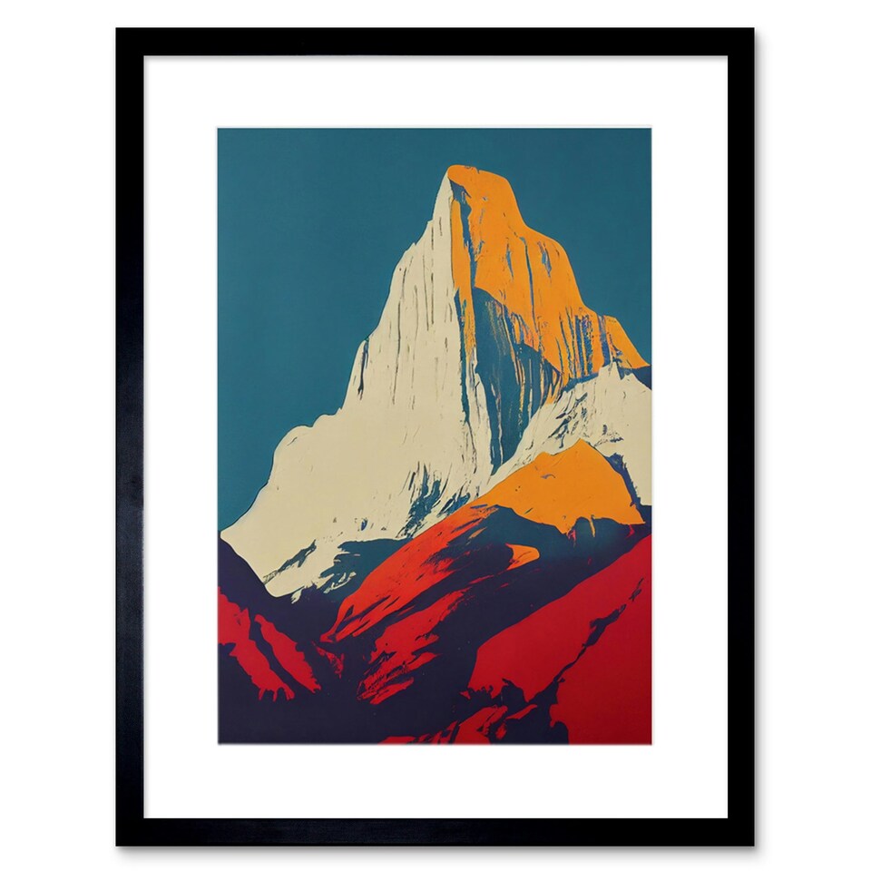 image 1 of El Capitan Rock Yosemite Valley Pop Yellow Red 9x7" Black Framed Wall Art Print