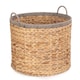 image 1 of Large Round Water Hyacinth Basket With Grey Rope Border | Brown | Brown