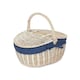image 7 of White Wash Finish Oval Wicker Basket with Lining Blue | Blue and White Checked | One Size