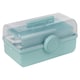image 2 of Plastic Cantilever Sewing Craft Box 3 Tier Tray Organiser Storage Compartments | Multi | Mint Green