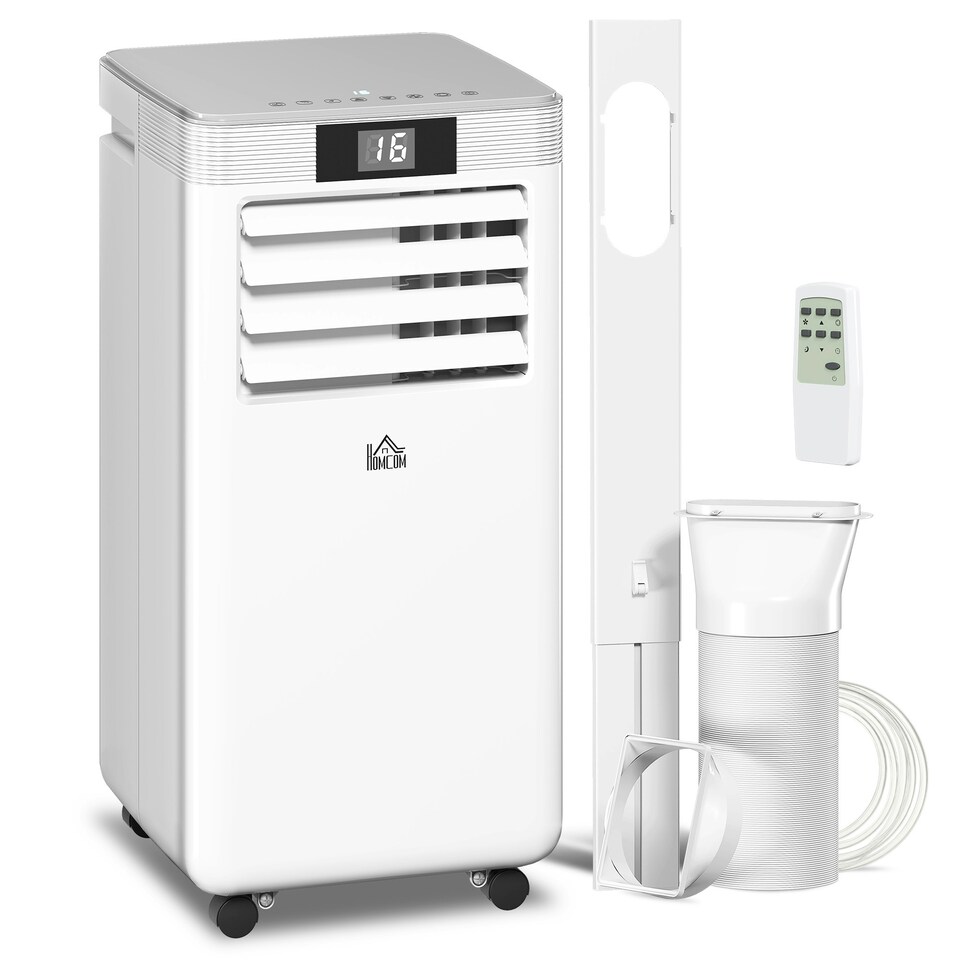 image 1 of HOMCOM 10000 BTU Mobile Air Conditioner Indoor Portable AC Unit w/ RC, White