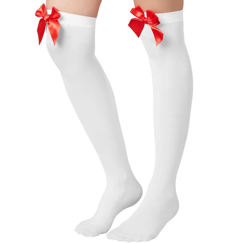 image 1 of Knee high socks with Red Bow