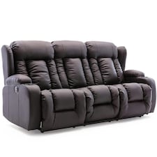 Caesar 3 Seater Electric High Back Bonded Leather Recliner Sofa (Brown)