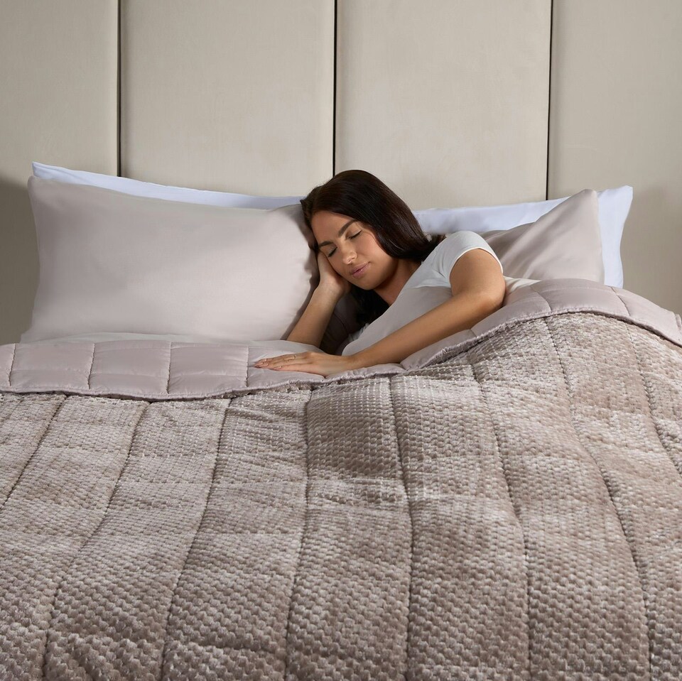 image 1 of OHS Waffle Fleece Sensory Weighted Blanket 8kg, 150x200cm - Mink
