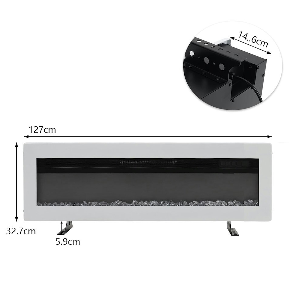 image 1 of Living and Home 50 Inch Electric Fireplace -Recessed/Wall Mounted/Freestanding, with Remote,1500W,White
