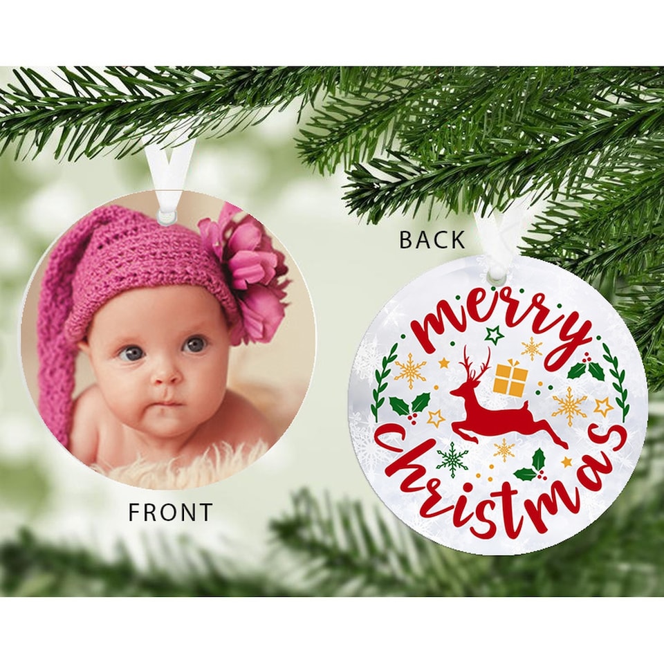 image 1 of Personalised Merry Christmas Photo Upload Decoration Family Christmas