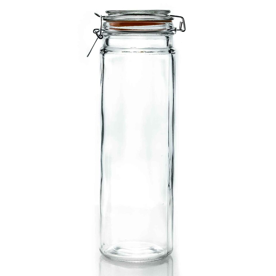 image 1 of Argon Tableware Glass Spaghetti Jar with Labels - 2 Litre - Orange Seal - Pack of 6