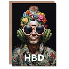 Oddball Strange Flower Man HBD Him Her Birthday Card