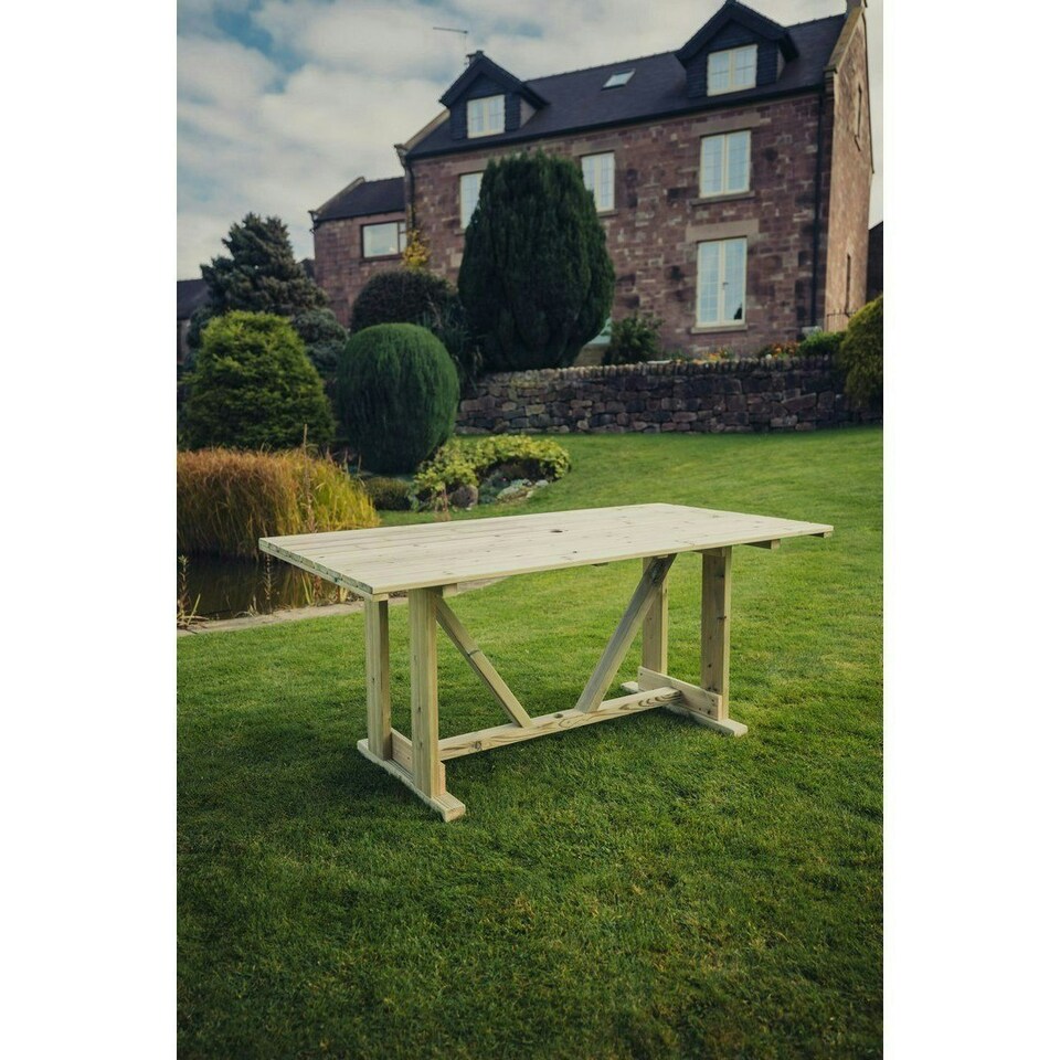 image 1 of Clover Table - Pressure Treated Timber - L179.5 x W92 x H78 cm - Partially Assembled Brown