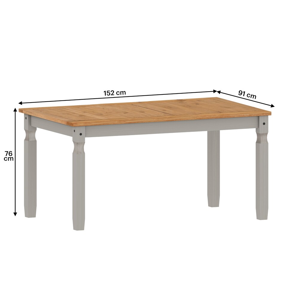 image 1 of Mercers Furniture Corona Grey Wax 5'0" Dining Table & 4 Chairs Solid Wood Pine Wooden Kitchen Dining Set with Mexican Styling
