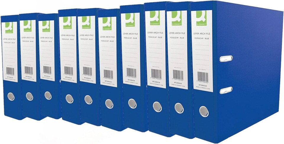 image 1 of Pack of 10 A4 Blue Q-Connect 70mm Lever Arch File Polypropylene