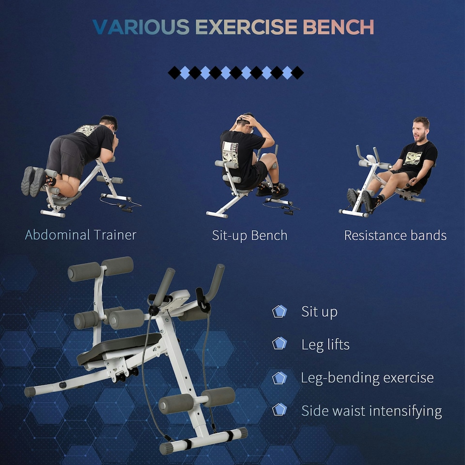 image 1 of HOMCOM Abdominal Trainer Core Workout Exercise Foldable Adjustable Steel Frame