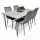 image 1 of Dining Table With 4 Chairs Modern Grey Dining Table Set With 4 Grey Velvet Chairs Dining Room Furniture