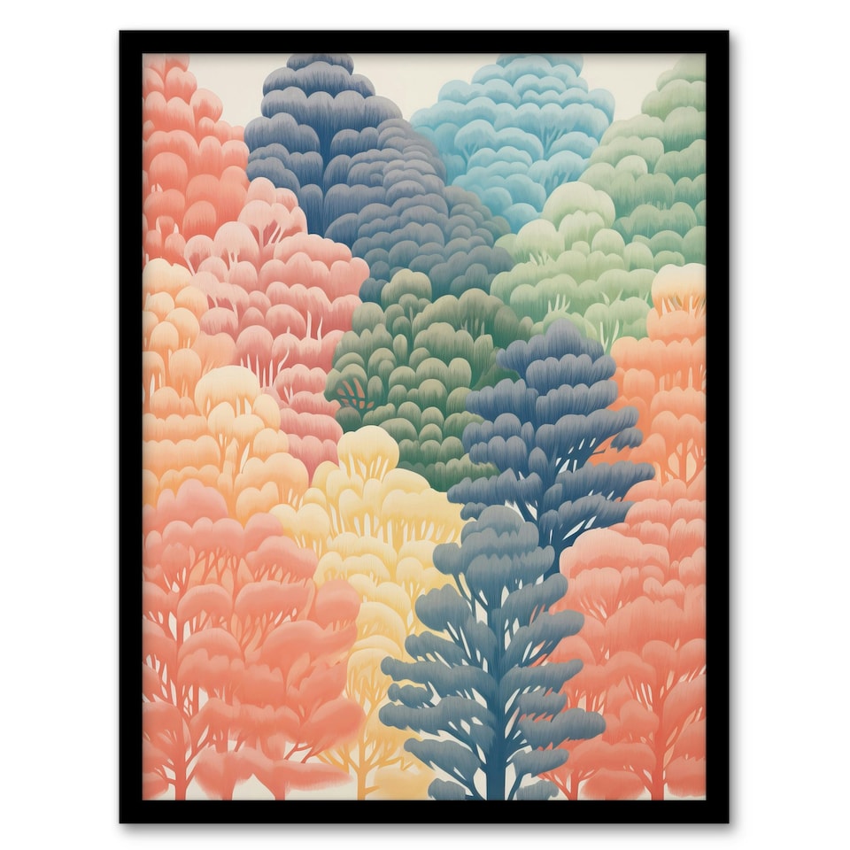 image 1 of Cant See the Wood for the Trees Pastel Home Decor Black Framed Wall Art Print A4