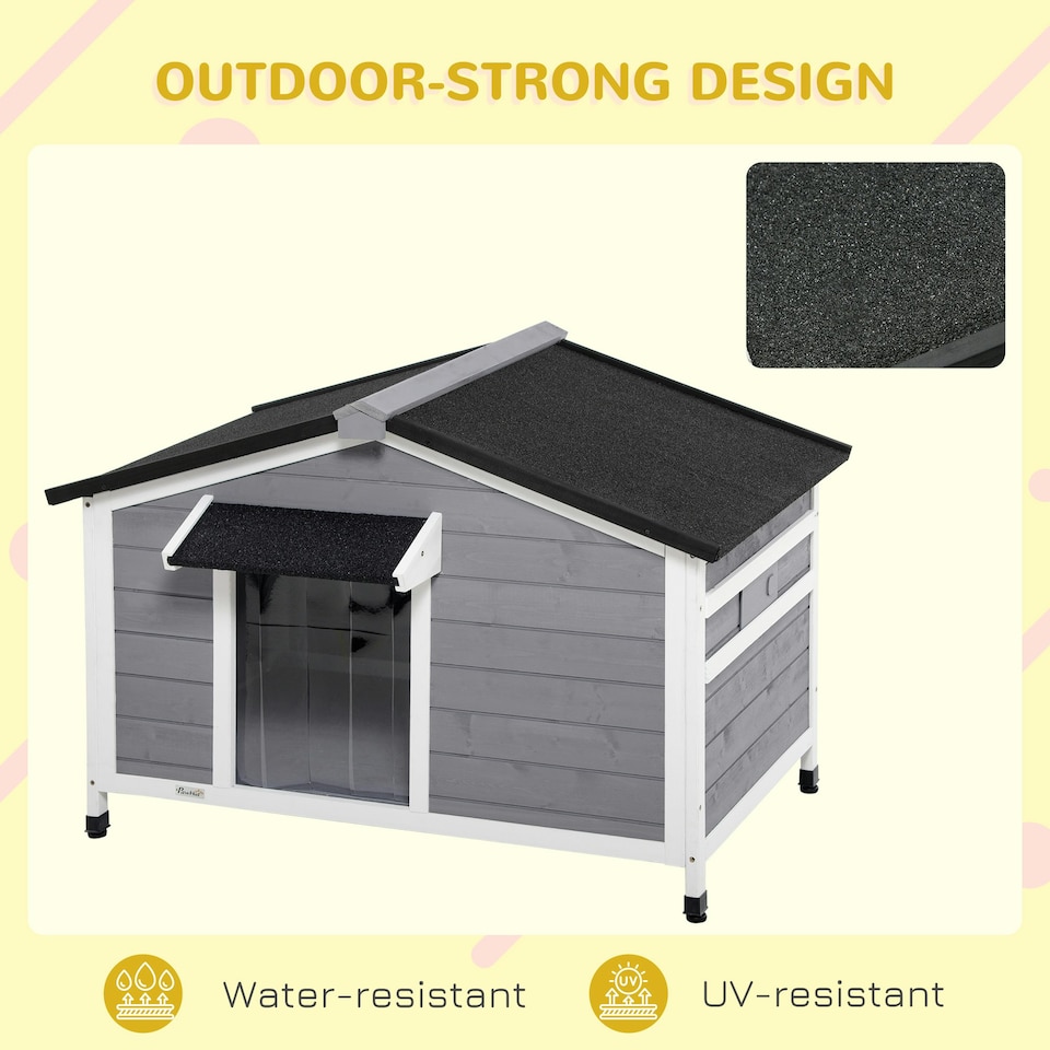 image 1 of PawHut Wooden Dog Kennel for Outside 109L x 79W x 72H cm, Grey