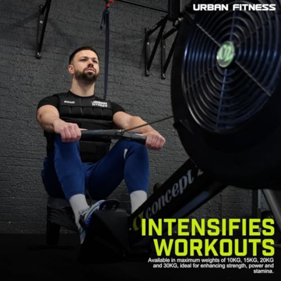 image 1 of Urban Fitness Adjustable Weighted Vest, Fully Adjustable Weight For Men Women, Running Workout Walking Strength Training Fitness Cardio, Weight Loss, Home Gym Equipment, Black, 20kg