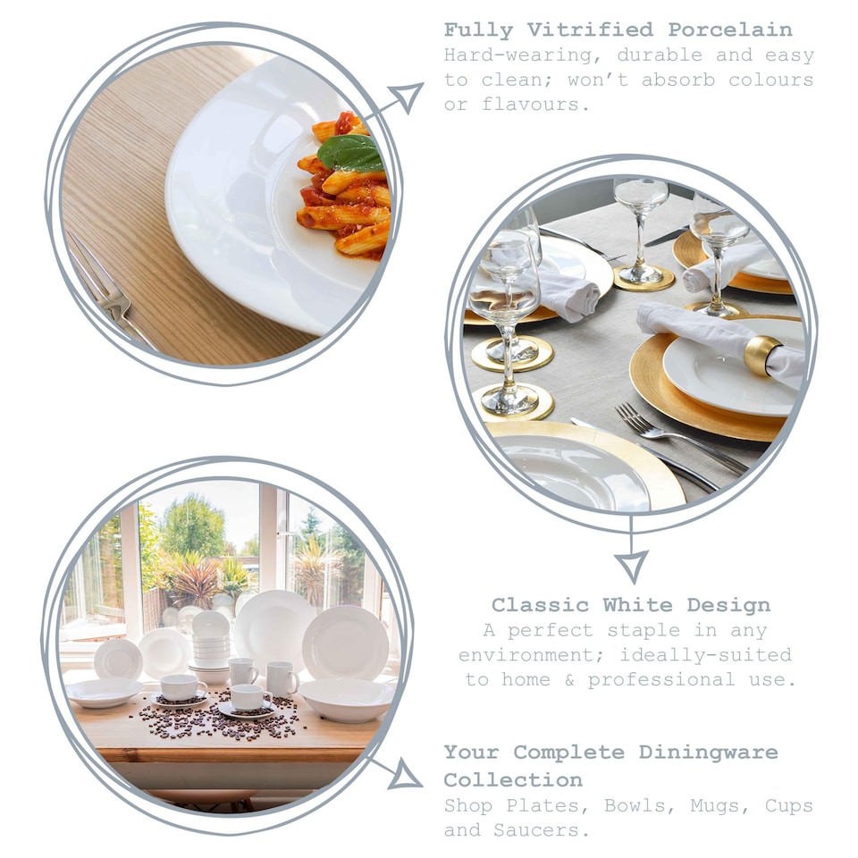 image 1 of Argon Tableware Classic White Dessert Plates - 19cm - Pack of 6 | White | White