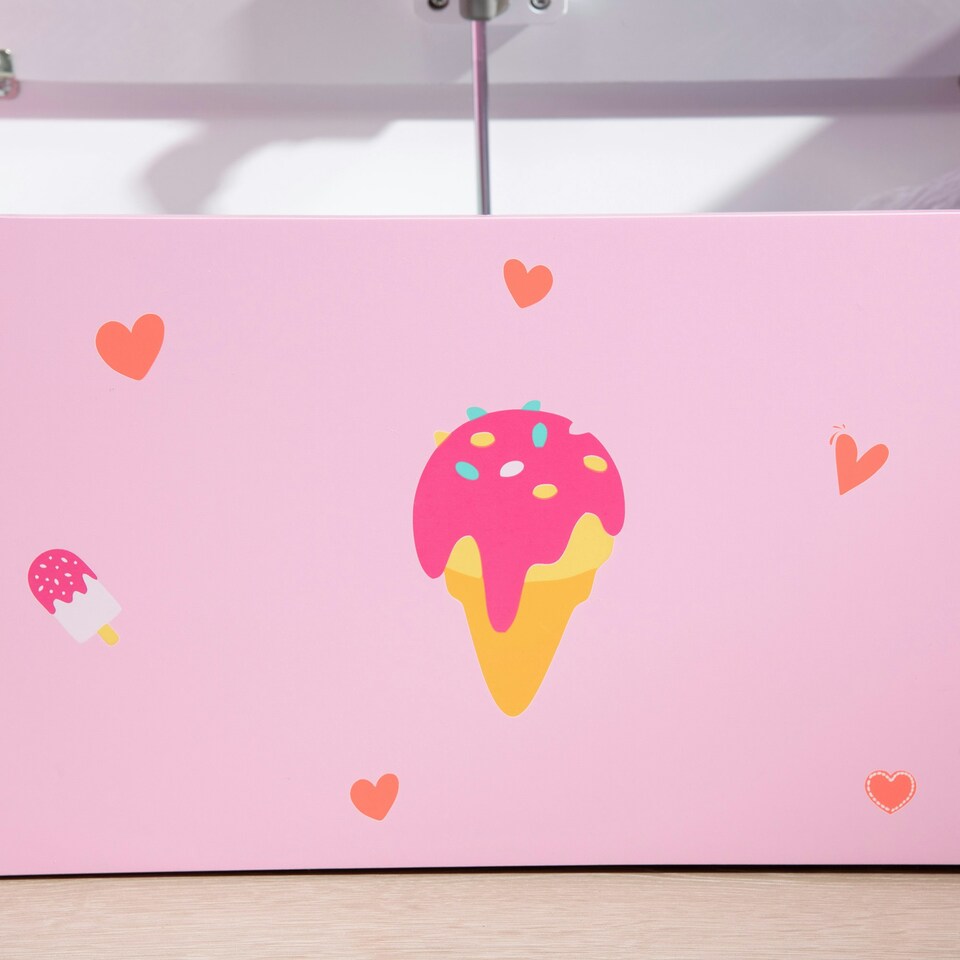 image 1 of ZONEKIZ  2 in 1 Wooden Kids Storage Bench, Toy Box w/ Safety Rod - Pink 