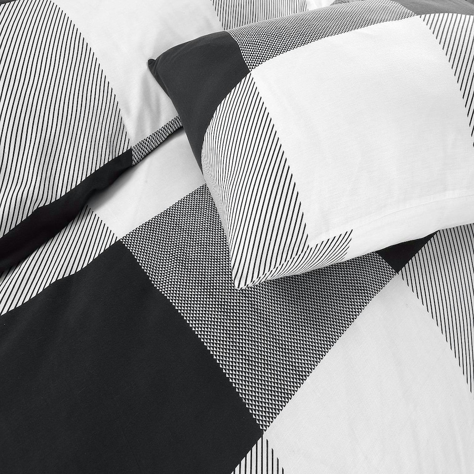 image 1 of Chequered Check Mono Duvet Cover Set - Double - Black | Black | Double