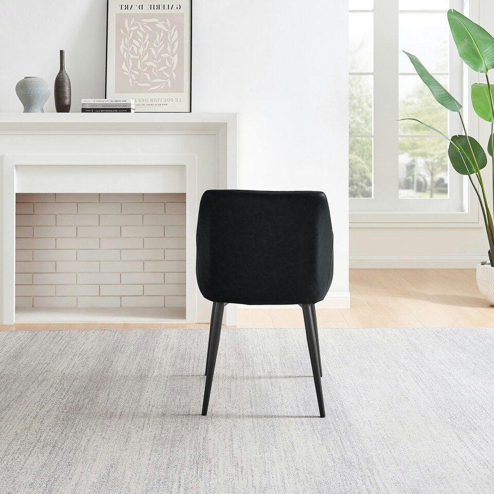 image 1 of Furniturebox Calla 2x Black Faux Leather Black Leg Dining Chair