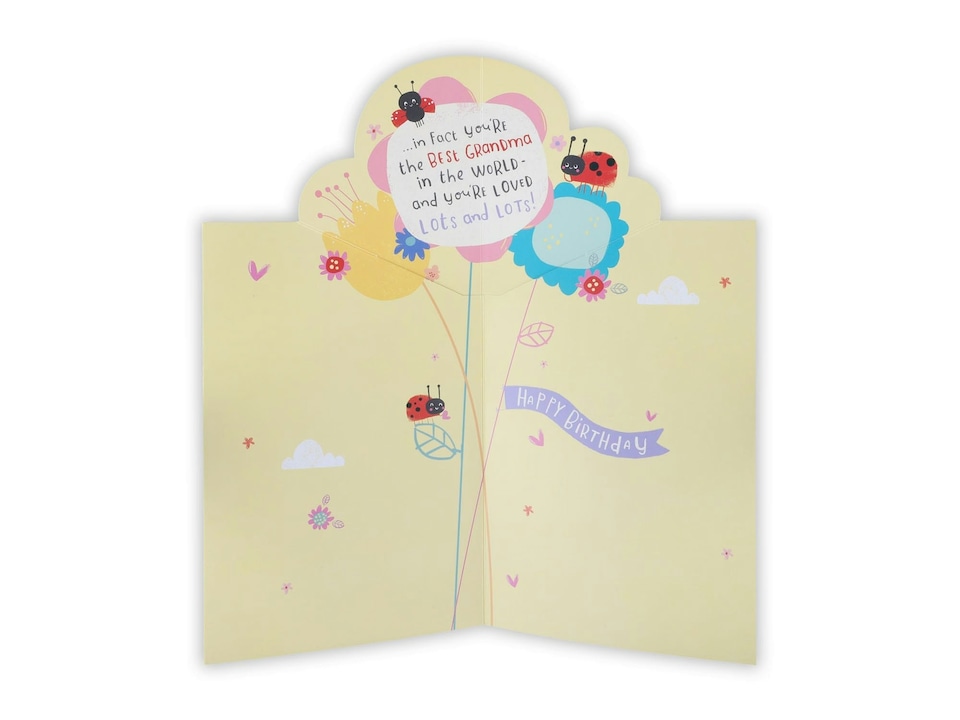 image 1 of Cute Ladybirds On Flowers Grandma Birthday Card