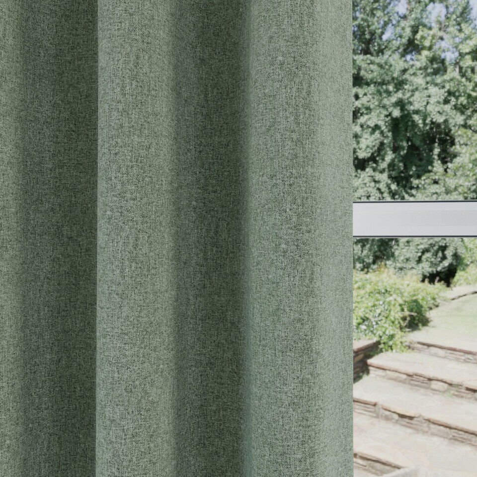 image 1 of Austin Green Blackout Curtains 66 x 90 inch (168 x 229 cm) 100% Blackout Eyelet Thermal Noise Reducing Curtains for Bedroom and Living Room