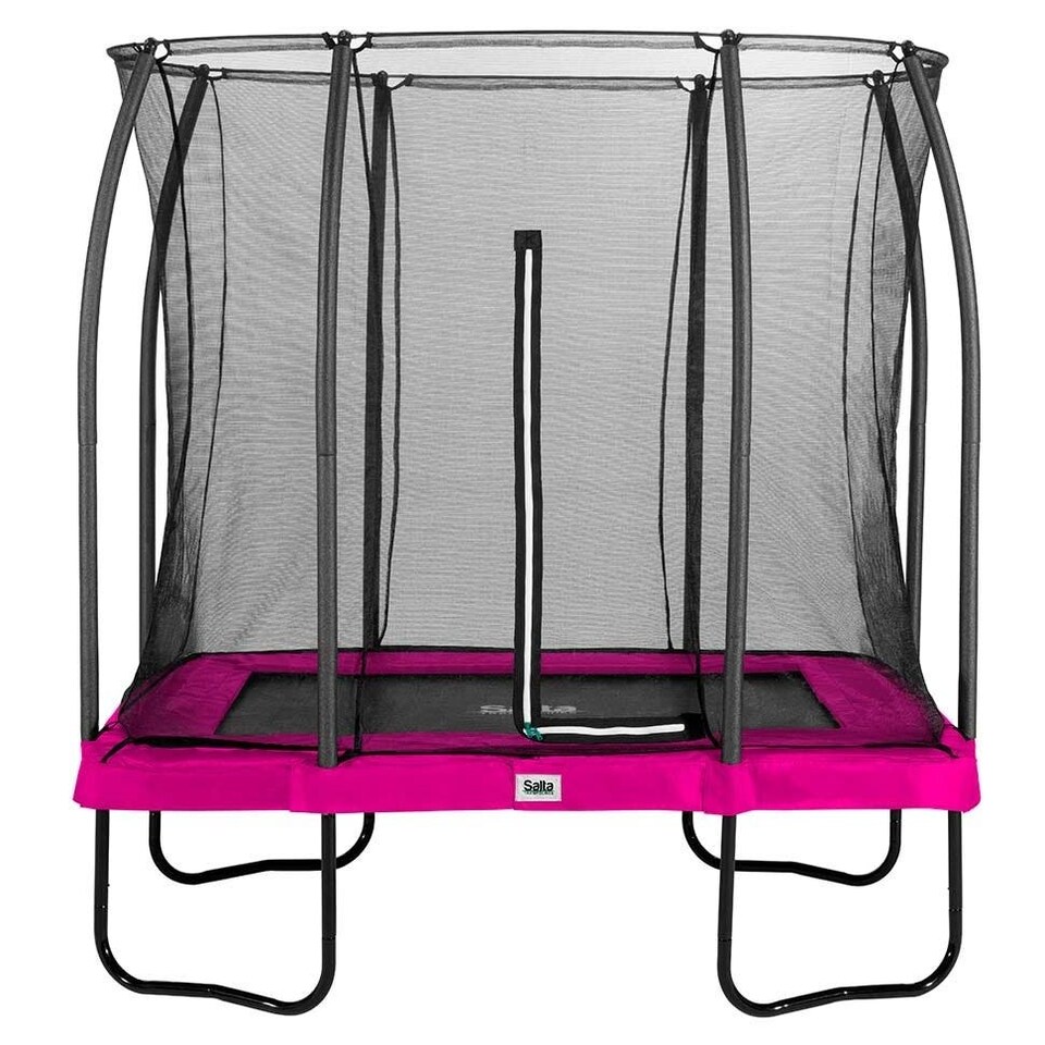 image 1 of 7ft x 5ft Salta Comfort Edition Rectangular Trampoline with Pink Safety Padding and Enclosure
