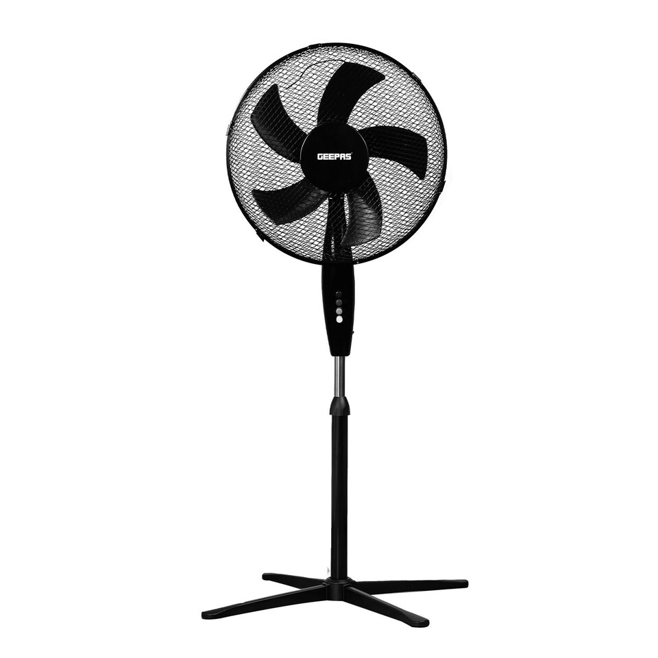 image 1 of GEEPAS 16 inch 5 Blades Pedestal Free Standing Fan 45W, Black