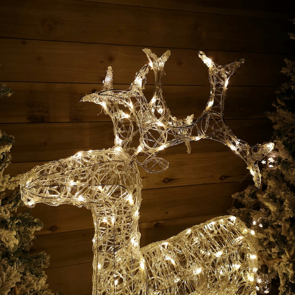 image 1 of 116cm Soft Acrylic Flashing LED Reindeer Christmas Decoration with Timer in Warm White
