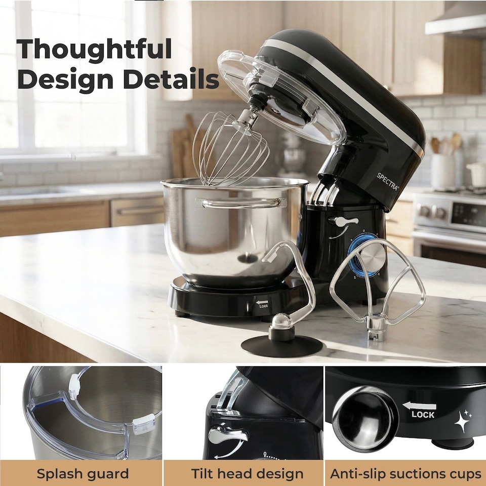 image 1 of Spector Electric Stand Mixer 6.2L Stainless Steel Mixing Bowl 1400W 6 Speeds