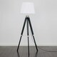 image 2 of ValueLights Modern Black Wood And Silver Chrome Tripod Floor Lamp With White Light Shade