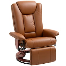 HOMCOM PU Leather Reclining Armchair with Footrest for Living Room, Brown Brown