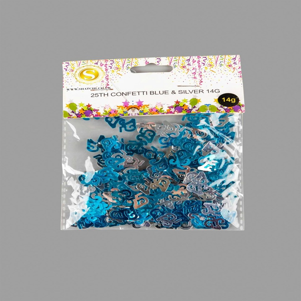 image 1 of 25th Confetti Blue & Silver 14G 2PK