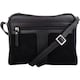 image 1 of Genuine Soft Leather Crossbody Shoulder Handbag with Suede Panelling Black | Black