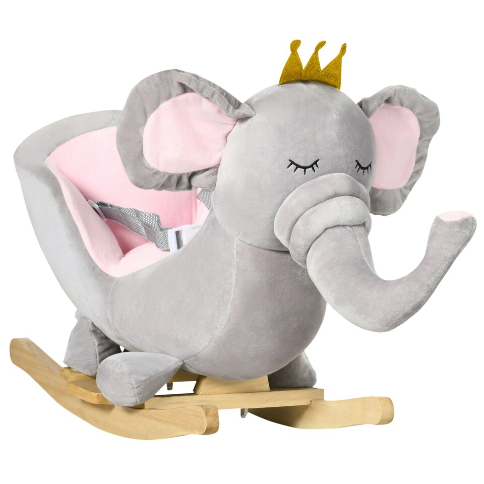 image 1 of HOMCOM Baby Rocking Horse Elephant Rocking Chair Rocker Toy, for 18-36 Months