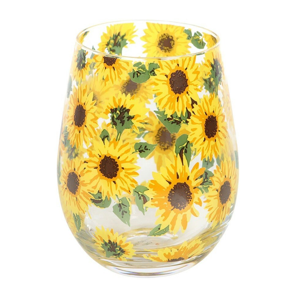 image 1 of Sunflower Print Stemless Glass