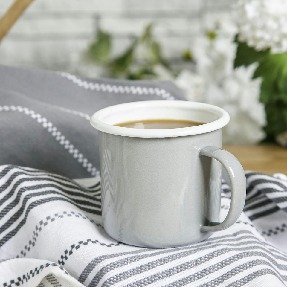 image 1 of Argon Tableware Coloured Enamel Mugs - 375ml - Grey - Pack of 6 Grey