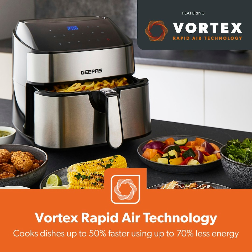 image 1 of GEEPAS 1.7L Illuminating Electric Kettle 2 Slice Bread Toaster & 7.5L Air Fryer Combo Kitchen Set