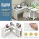 image 8 of COSTWAY L-Shaped Corner Computer Desk Workstation Desk White