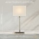 image 6 of Contemporary Satin Nickel Bedside Table Lamp with White Cotton Fabric Shade | Silver