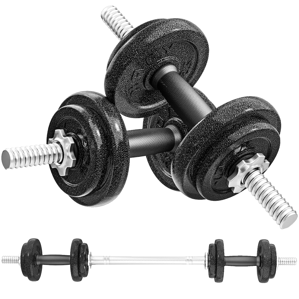 image 1 of SPORTNOW 2-in-1 Adjustable Dumbbells Set, 20kg Weights Dumbbells Set with Non-Slip Grip for Strength Training, Weight Lifting, Bodybuilding, Home Gym Workout Equipment for Men & Women | Grey | Standard