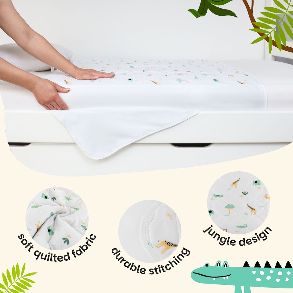 image 1 of Lynmark® Toddler Potty Training Bed Pads with Tucks, Absorbs Up to 1200ml, 90x85cm (Tucks 85x45cm) Explorer | White | Explorer | 1
