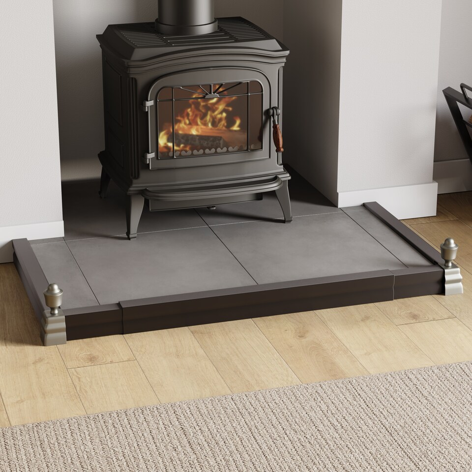 image 1 of Fire Vida Fire Vender Guard Protector Fireside Fireplace Accessory, Black & Silver