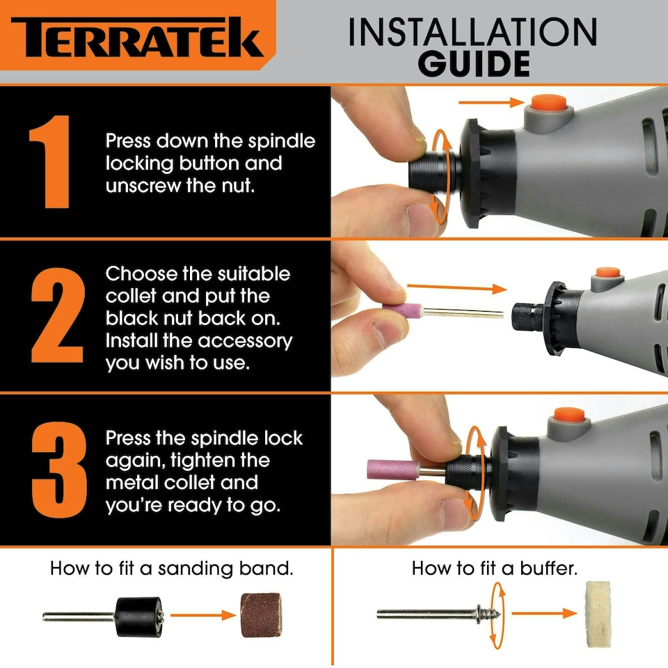 image 1 of Terratek Rotary Multi Tool 120pcs (Dremel Compatible with Carry Case)